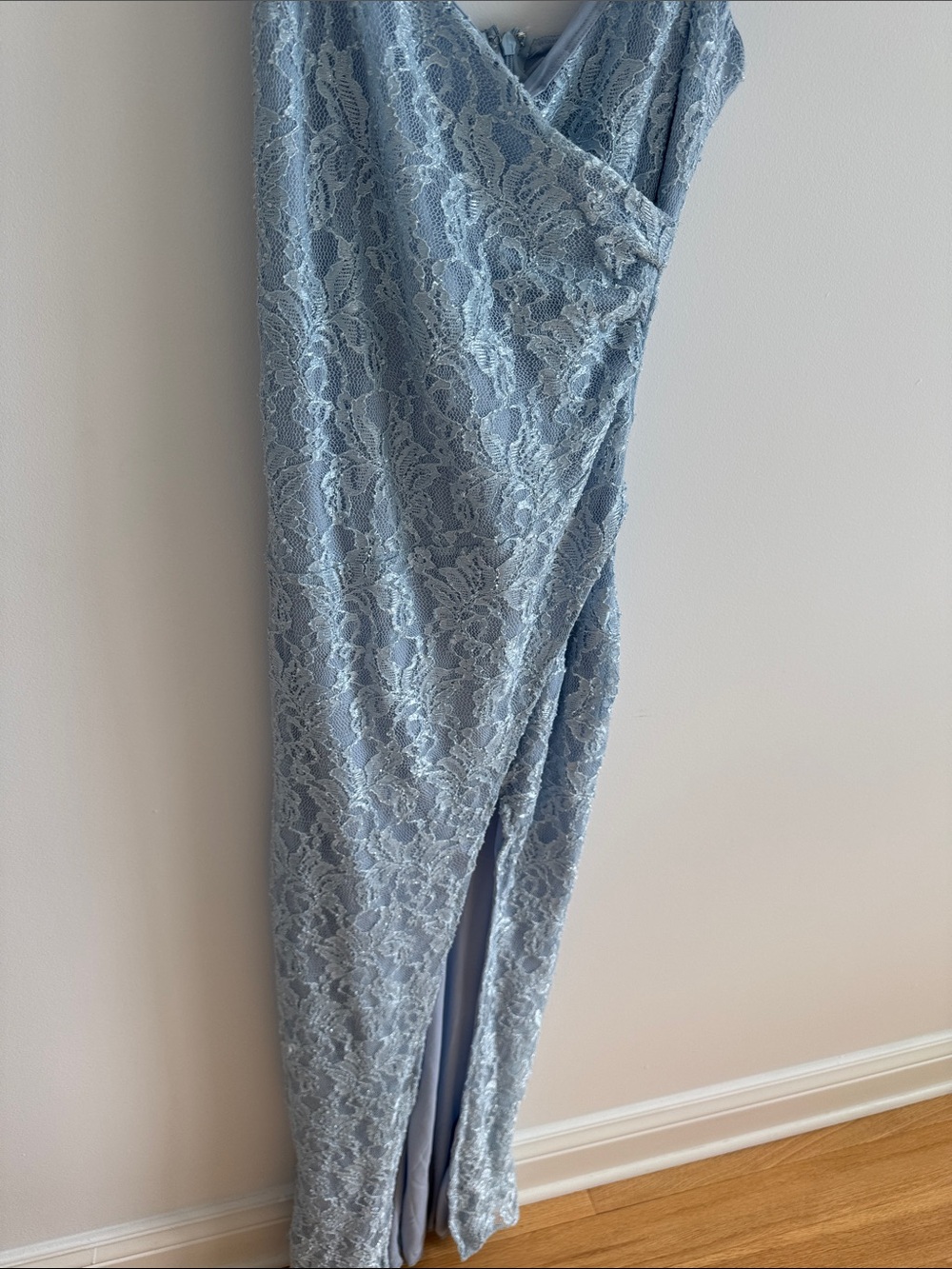 Forever 21 Light Blue Lace Backless Slip Dress